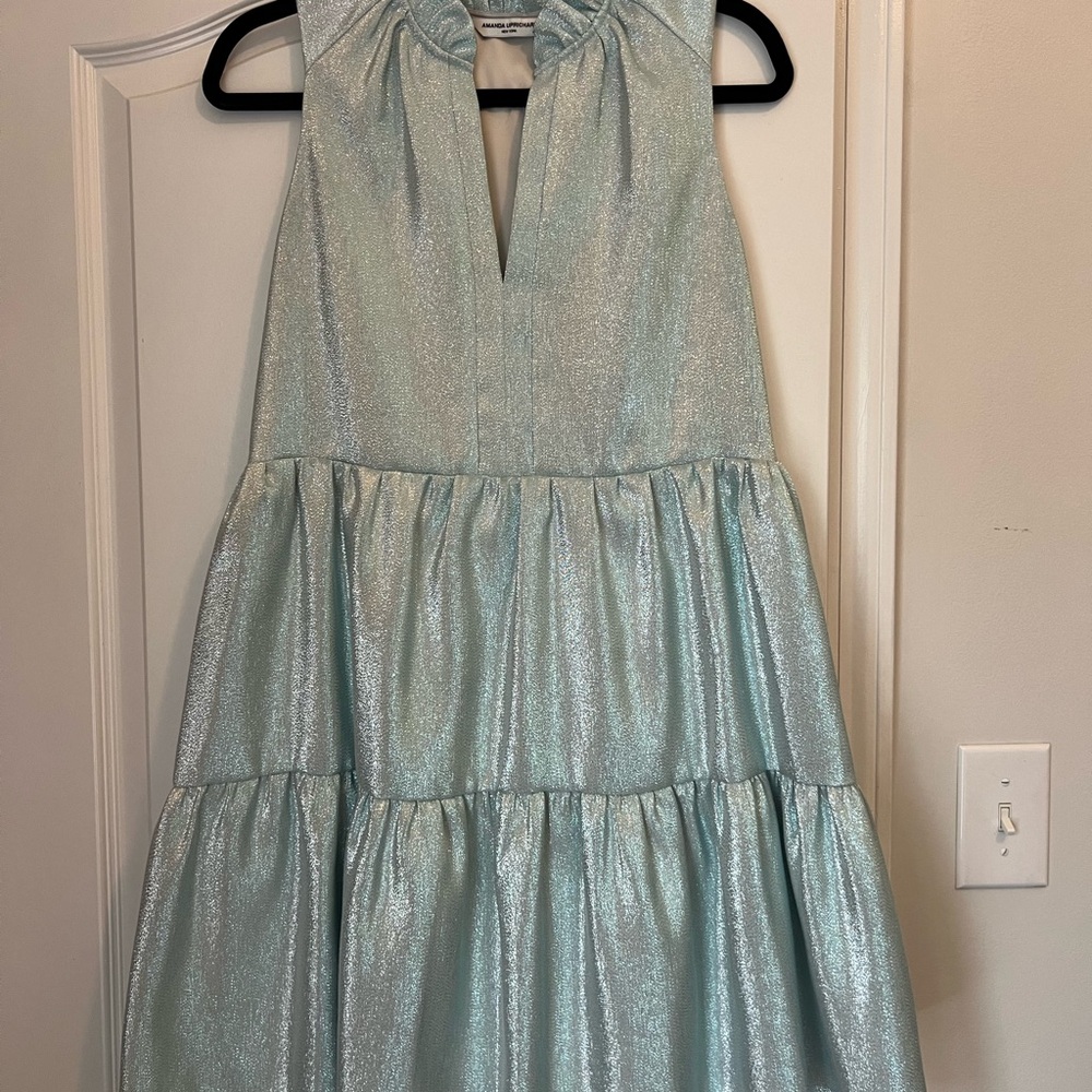 Amanda Uprichard Green Pleated Halter Sundress